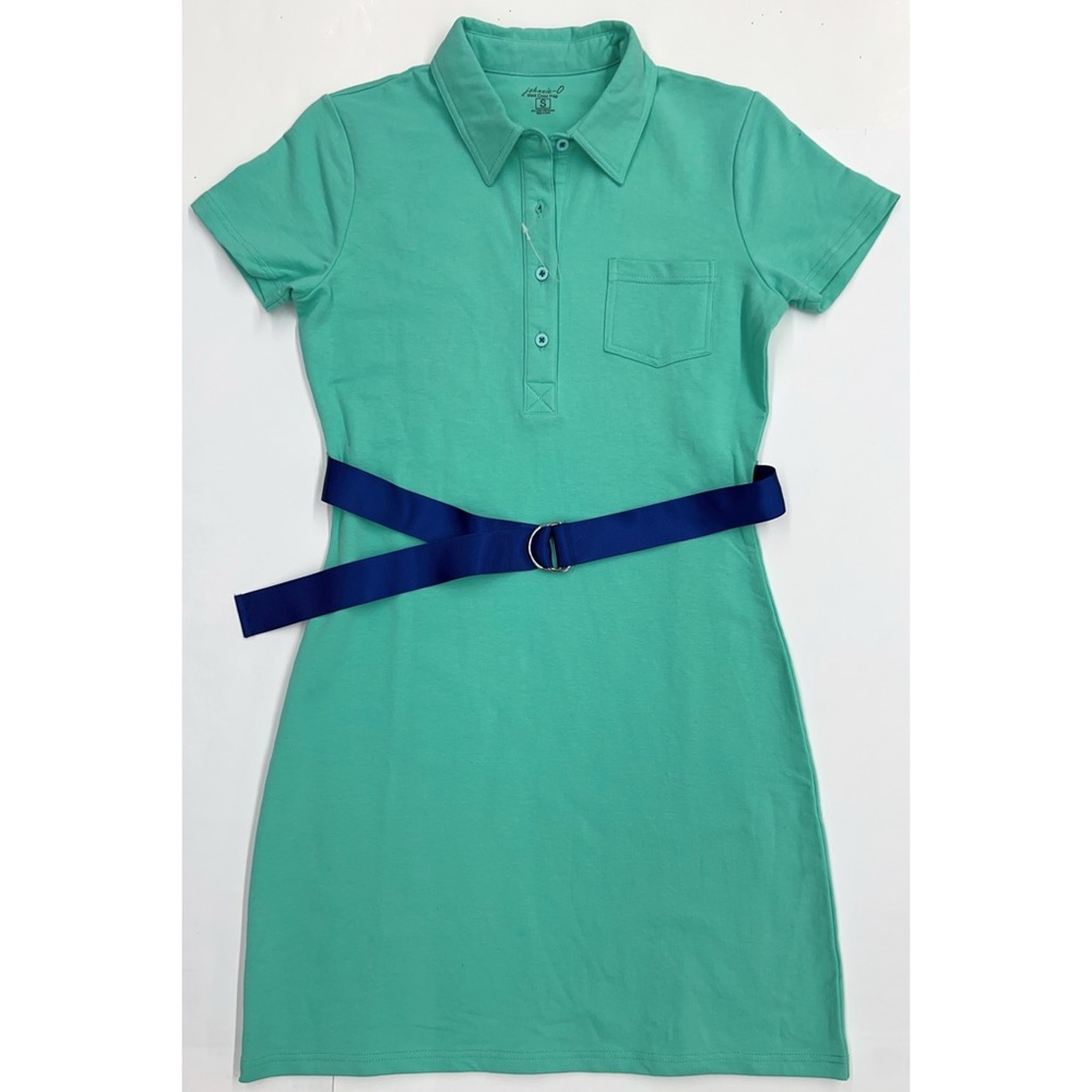 johnnie-O Bermuda Green Belted Short Sleeve Polo Dress - Picture 3 of 10